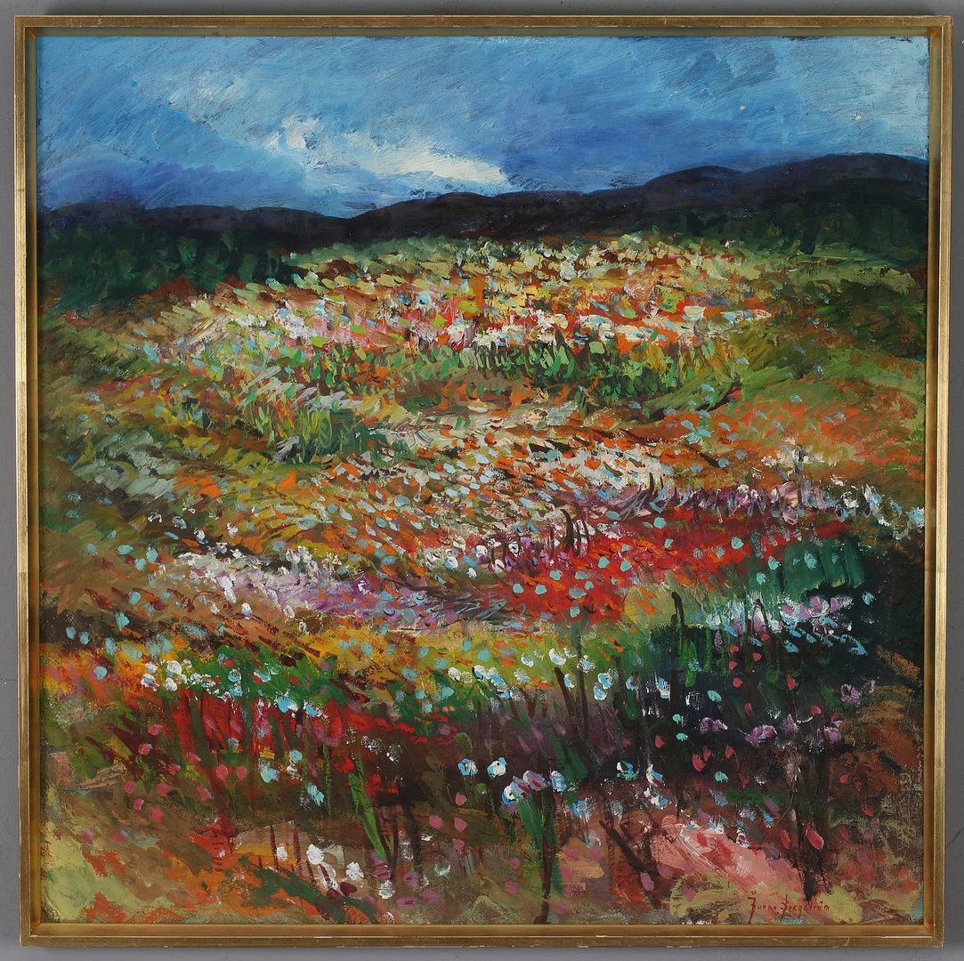 JONNE BERGSTRÖM. "Stormyran", olja på duk, signerad. — Paintings — Stadsauktion Sundsvall