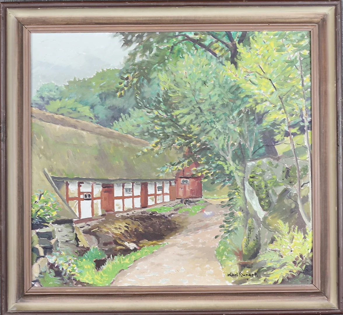 KARL RUNERT. Olja på duk, "Hagagården Arild" Skåne, signerad, 1939. — Paintings — Höganäs Auktionsverk