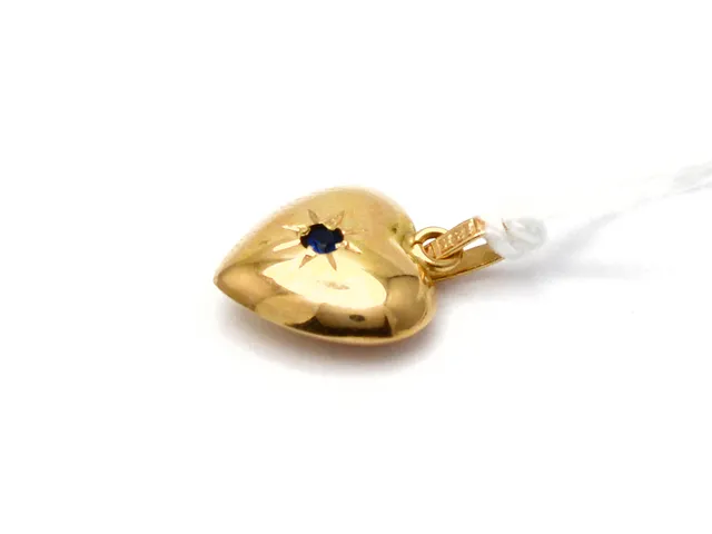Hänge, Hjärta med blå sten 18K 0,7g