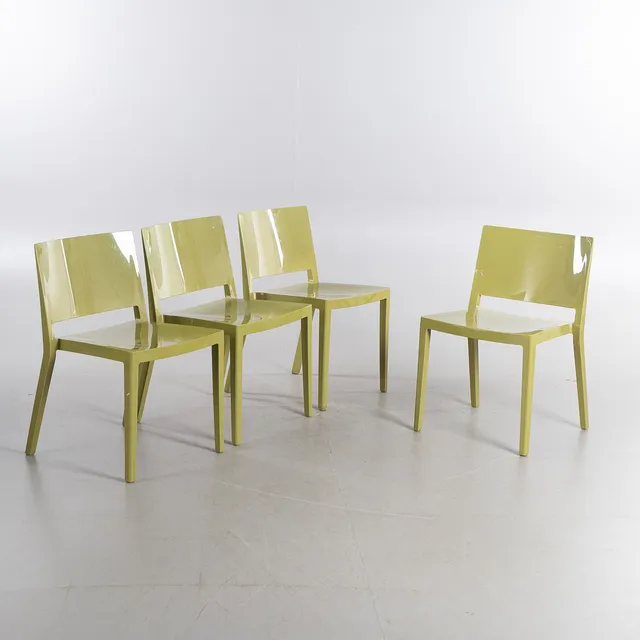 PIERO LISSONI & CARLO TAMBORINI. Stolar, "Lizz", 4 stycken, olivgrön plast, Kartell, formgiven 2008.