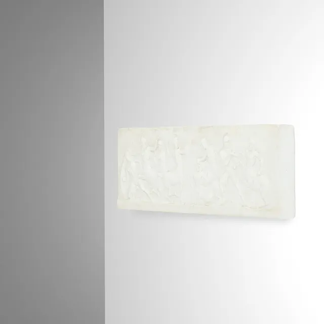 Small plaster wall relief depicting the Centauromachy, in which the mythical Greek Lapiths fought the centaurs at the wedding of Peirithoos and Hippodameia.