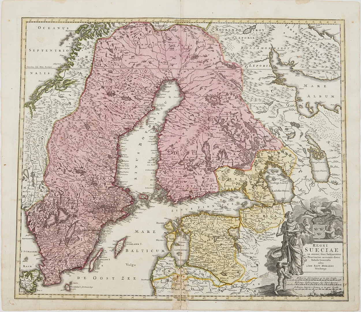 HOMANNS KARTA ÖVER SKANDINAVIEN, ca 1730. — Maps — Stockholms Auktionsverk Magasin 5