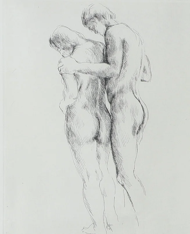 GUDMAR OLOVSON. Naket par, etsning, signerad. — Engravings & Prints — Helsingborgs Auktionskammare
