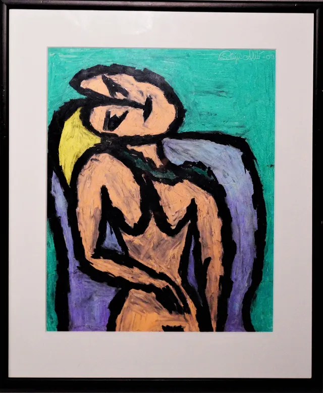 BIRGER ALSIÖ. pastell, "avklädd nakenhet", signerad 03.
