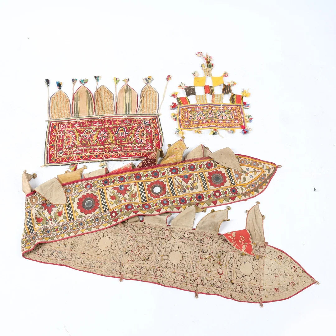 THREE INDIAN EMBROIDERED WALL HANGINGS, 20TH CENTURY (3). — Textiles — Bishop & Miller