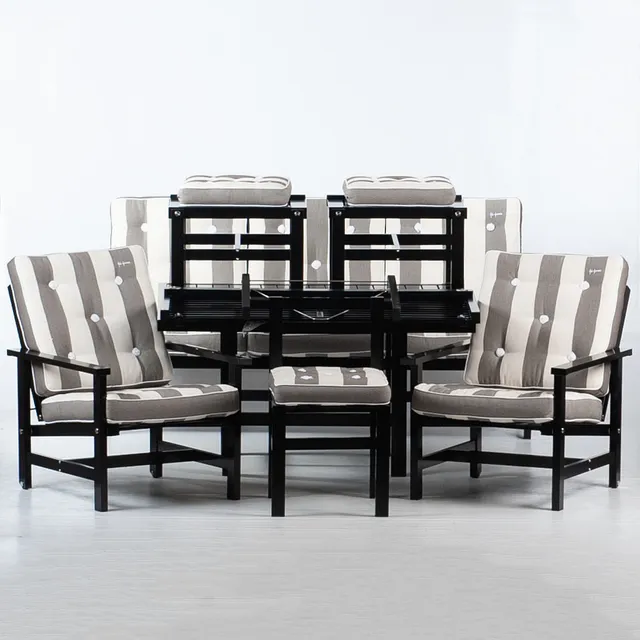 ELSA STACKELBERG. För Fri Form. Trädgårdsmöbler, 7 delar, aluminium, inkl dynor.