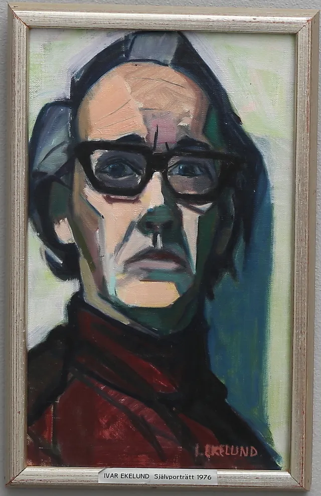 IVAR EKELUND. "I RÖD TRÖJA", SJÄLVPORTRÄTT.