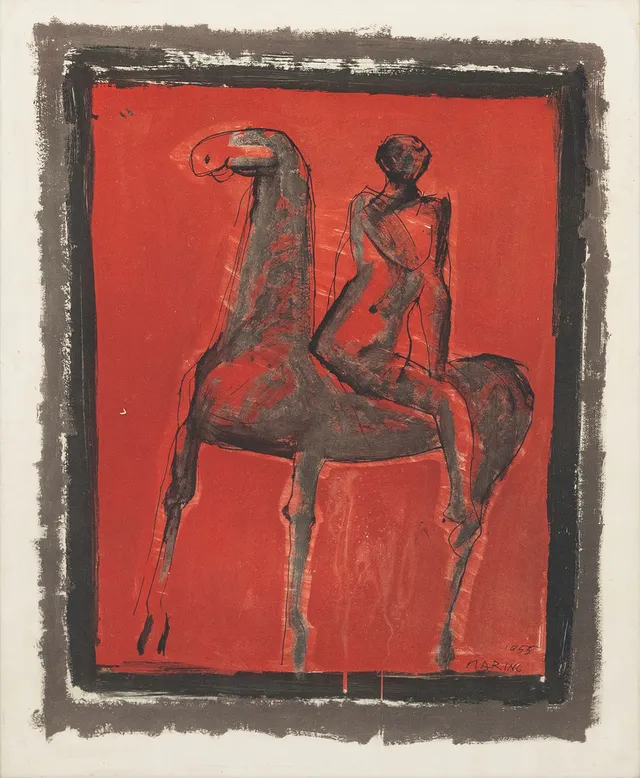 MARINO MARINI. "Le Cavalier (The Rider)", färglitografi, signerad i trycket och daterad 1955.