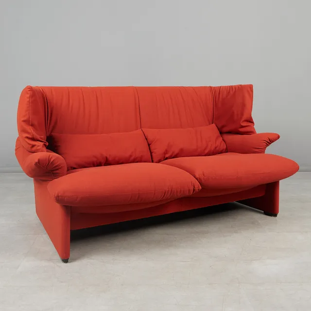VICO MAGISTRETTI. Cassina, Sofa / Zweisitzer, Modell 'Portovenere', Stahl, Textil, Entwurf 1989, Italien.