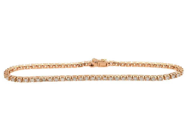 TENNISARMBAND, 18K roséguld, 62 briljantslipade diamanter ca 1,86 ctv, ca TW-Ca(G-M)/SI-P, längd 18 cm, vikt 7,0 g, en diamant med mindre skada, ett fåtal diamanter med nagg.