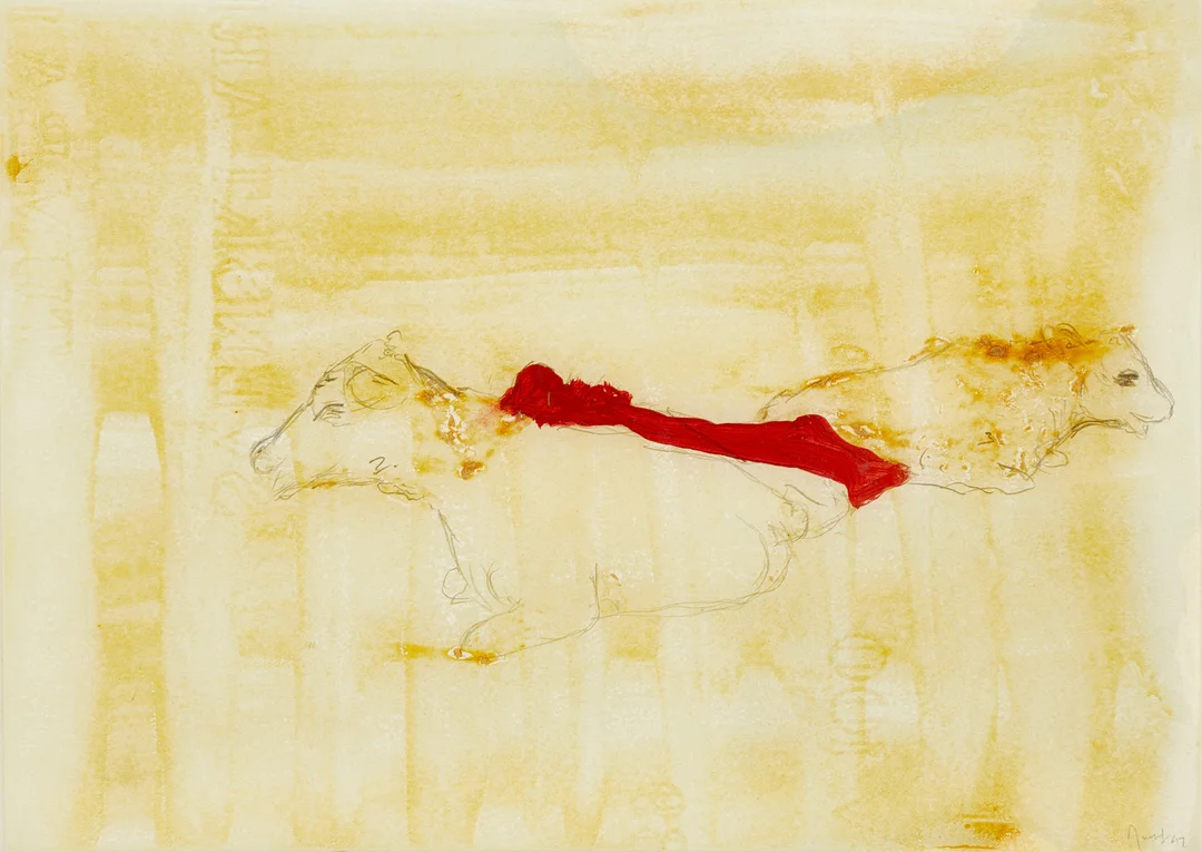 ULF ROLLOF (Sverige, född 1961). "Tjur", signerad och daterad-92, blandteknik: papper, pigment, latex, bivax. — Paintings — Crafoord Auktioner Stockholm