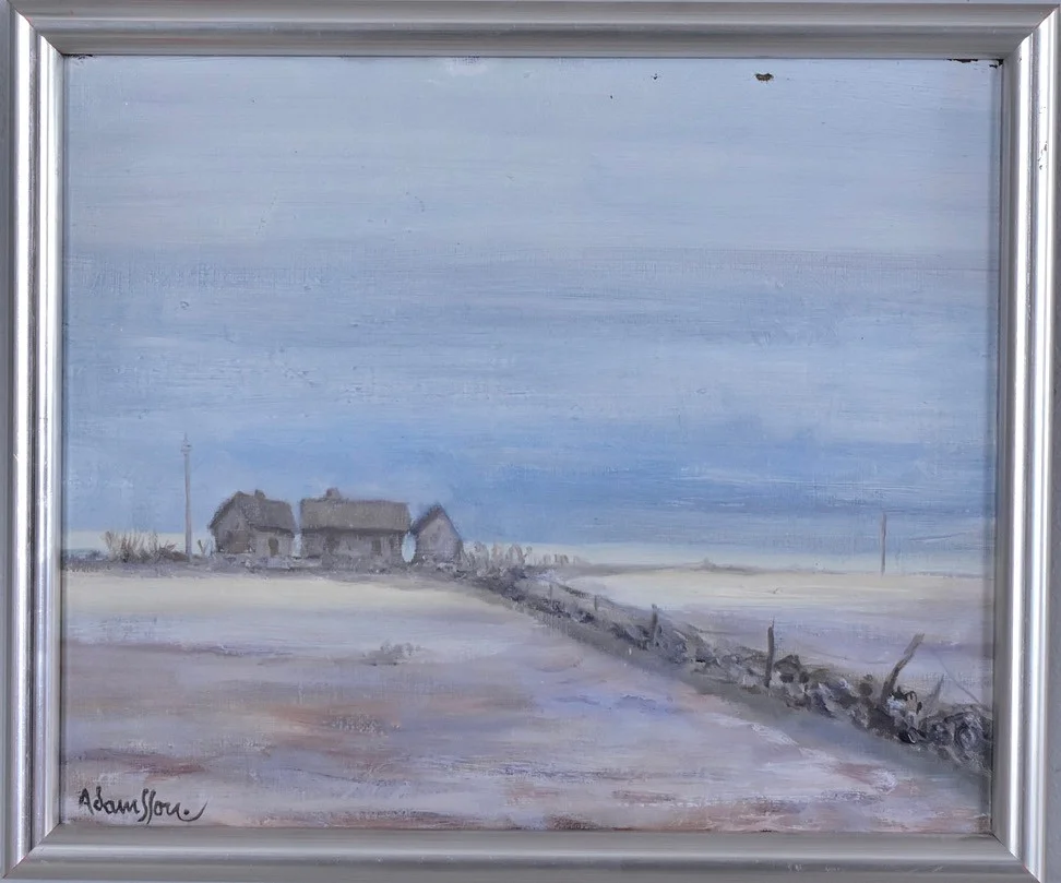 INGVAR ADAMSSON. oljemålning på duk, "Hallandsgård". — Paintings — Halmstads Auktionskammare