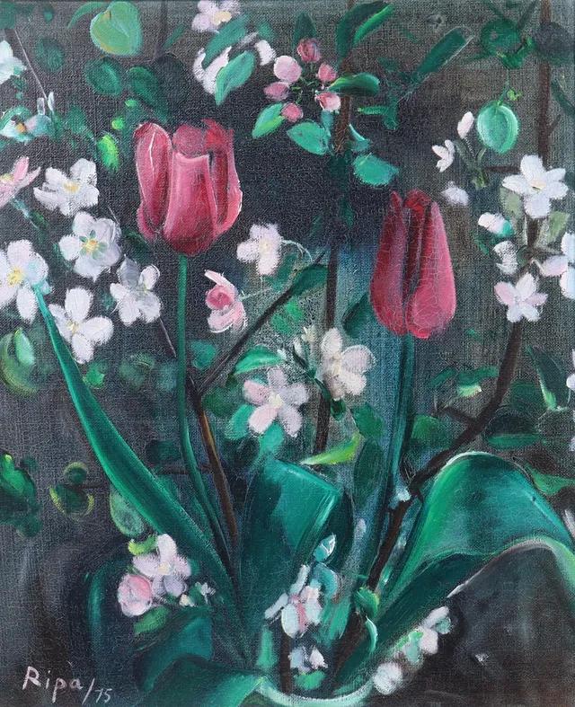 HANS RIPA. olja på duk, blomsterstilleben.
