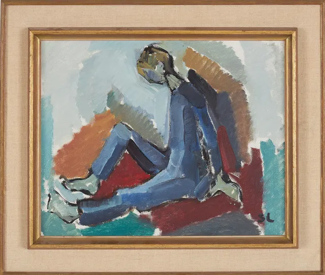 SVEN LIGNELL. Modellstudie, olja på duk, monogramsignerad SL.
