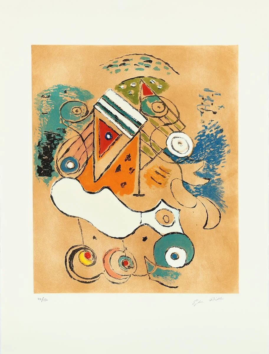 Untitled. Signed Ejler Bille, 40/150. Etching in colours. Sheet size 77 × 57 cm. Unframed. — Modern Prints/CoBrA — Bruun Rasmussen