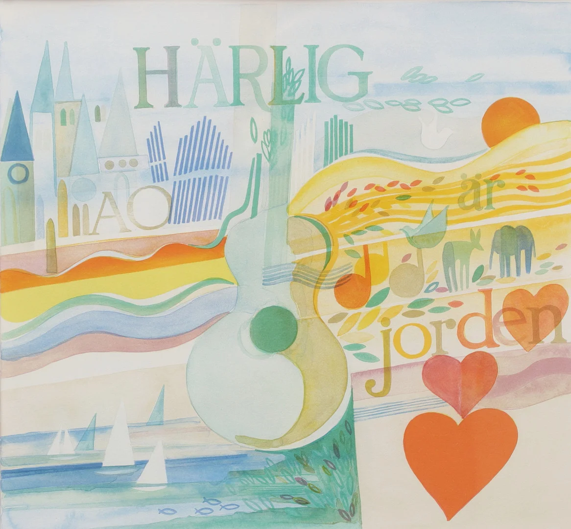 KJELL LÖNNÅ. "Härlig är jorden". Färglitografi, signerad och numrerad 33/360. — Engravings & Prints — Växjö Auktionskammare