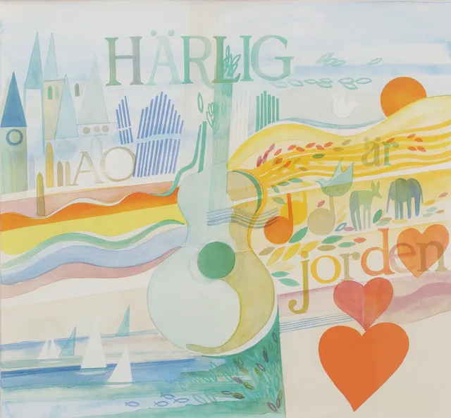 KJELL LÖNNÅ. "Härlig är jorden". Färglitografi, signerad och numrerad 33/360.