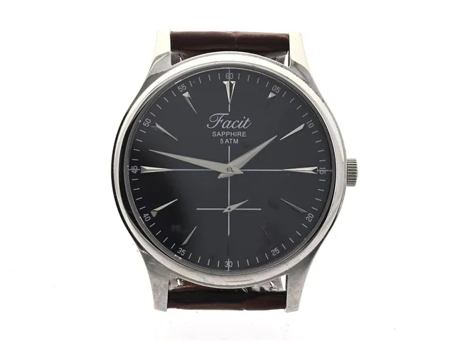 Armbandsur Facit quartz liten sekundvisare 40mm läderarmband nyskick