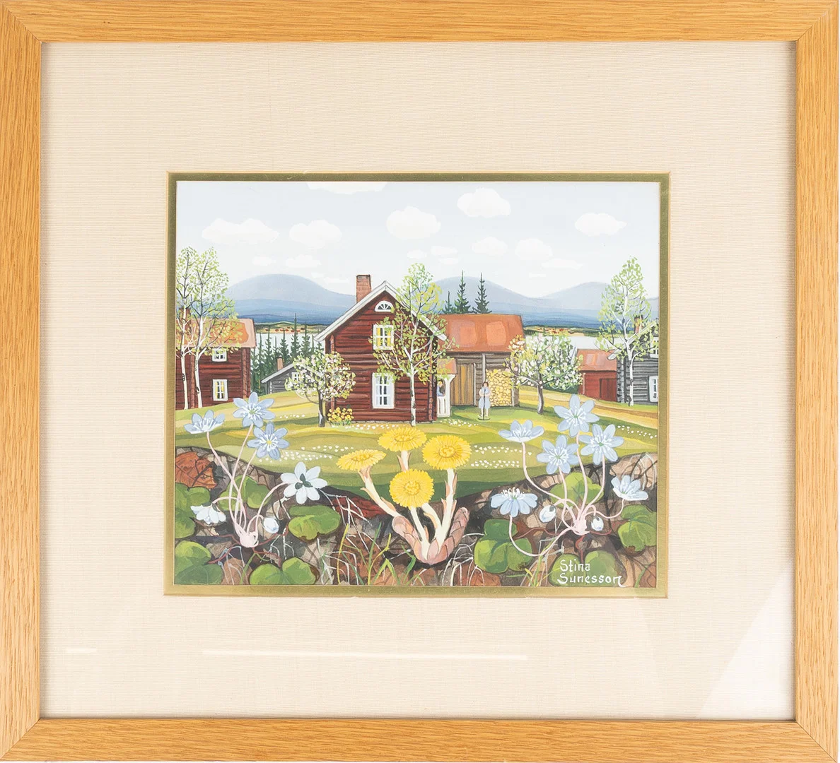 STINA SUNESSON (SVERIGE, 1925-1998). "En vårdag", gouache, signerad Stina Sunesson Tällberg. — Paintings — Stockholms Auktionsverk Helsingborg