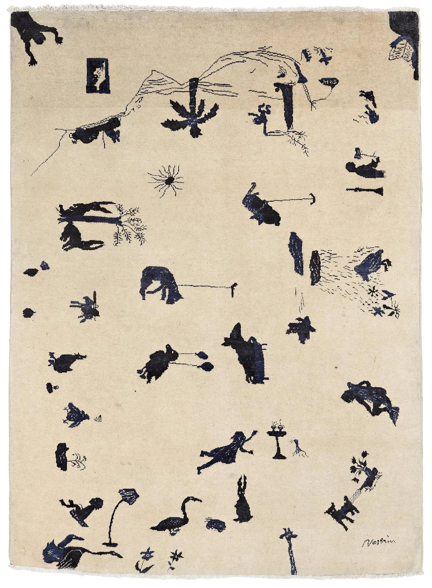 Suzanne Nessim, Matta tuftad, ca 143 x 105-106,5 cm, signerad Nessim, tillverkad i Indien/Pakistan. — Bukowskis