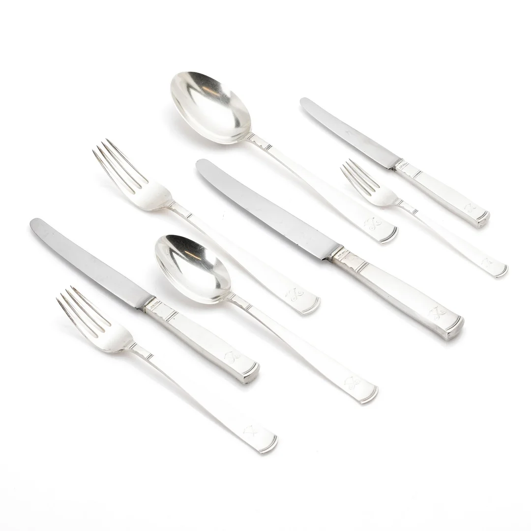 Jacob Ängman, bestickservis, 144 delar, silver, "Rosenholm", GAB, Stockholm, 1936. — Silver/Bestick — Bukowskis