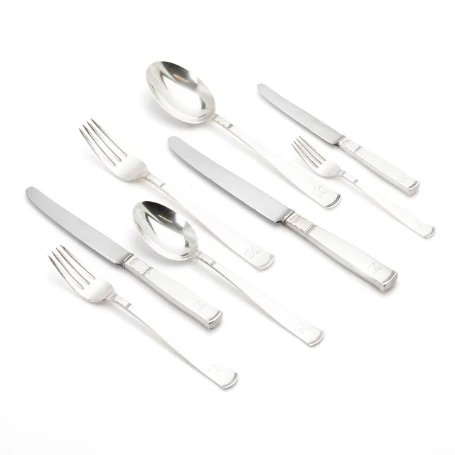 Jacob Ängman, bestickservis, 144 delar, silver, "Rosenholm", GAB, Stockholm, 1936.