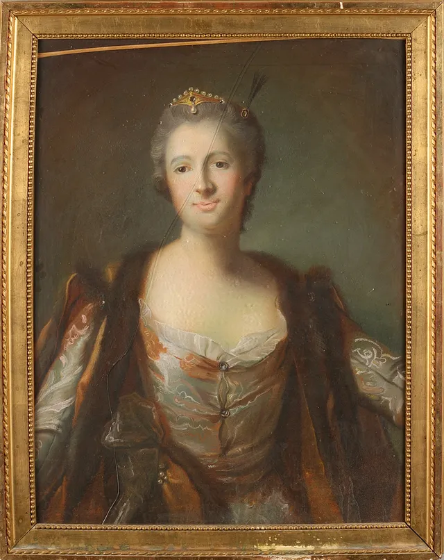 OIDENTIFIERAD KONSTNÄR. 1900-talets början, damporträtt, efter 1700-talets förlaga, pastell.