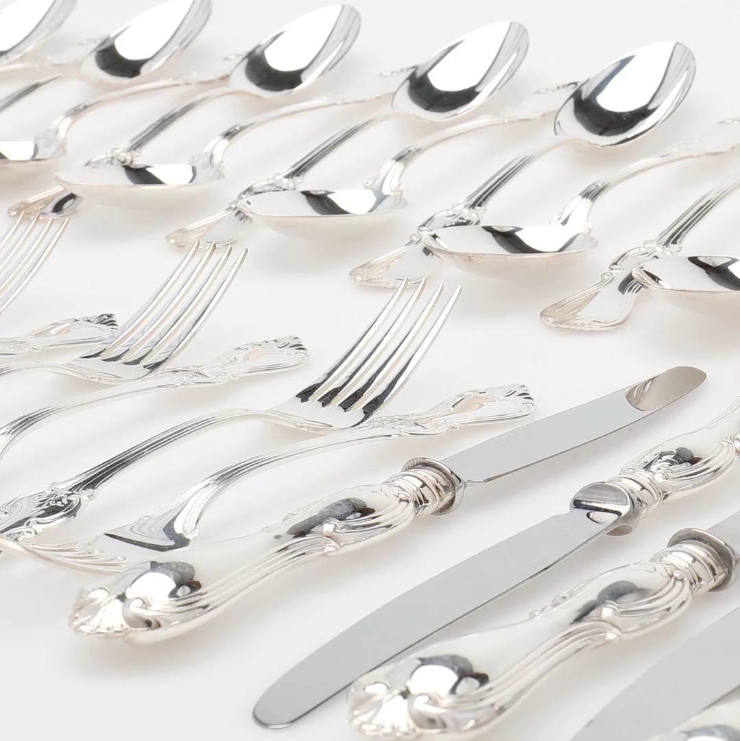BESTICKUPPSÄTTNING, 36 DELAR, "OLGA", GAB, SILVER. — Silver — Crafoord Auktioner Lund