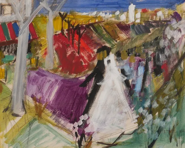 ODETTE PETIT-JEAN. Pastell, signerad.