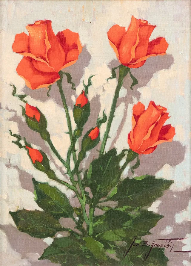 JAN BOHUMIL POSPISIL (1898-1968). Rosor, olja på duk, signerad.
