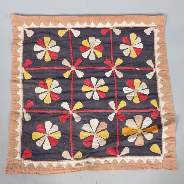 A PANEL OF COTTON APPLIQUE.