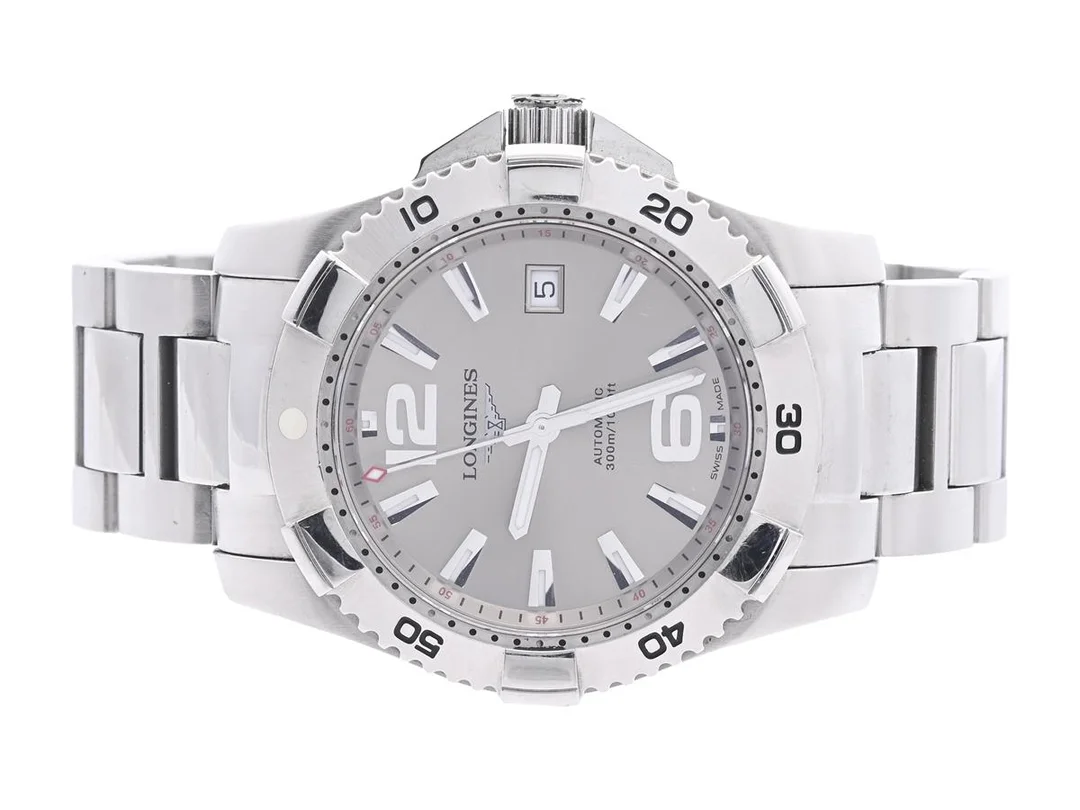 Herrur Longines Hydro Conquest, 41mm, automatisk L36494, snr:33959689, länk, 17,5cm datum, fliplocklås skadad box, något repigt lås — Klockor/LIP — Kaplans