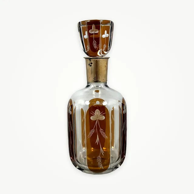 KARAFF, glas, med silver, 1928.