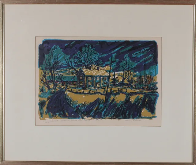WILLY STRÖMQUIST. "Månsken Åreda Hjiortsberga", seriegrafi, signerad och numrerad 117/125.