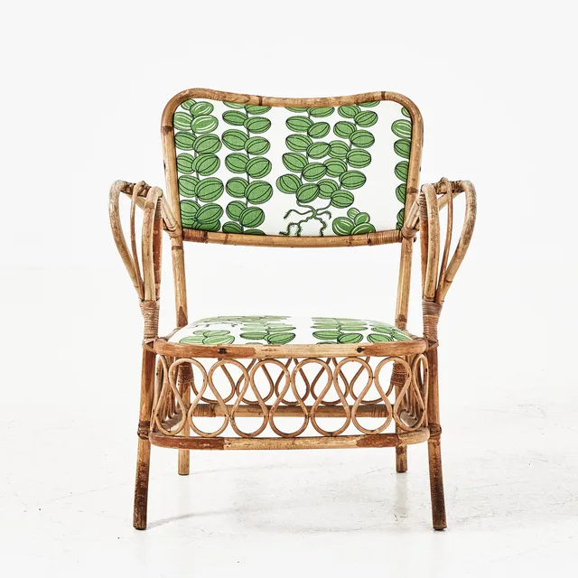 ROTTINGFÅTÖLJ, 1900-talets senare hälft, sits och rygg klädda i textil "Celotocaulis" av Josef Frank för Firma Svenskt Tenn.