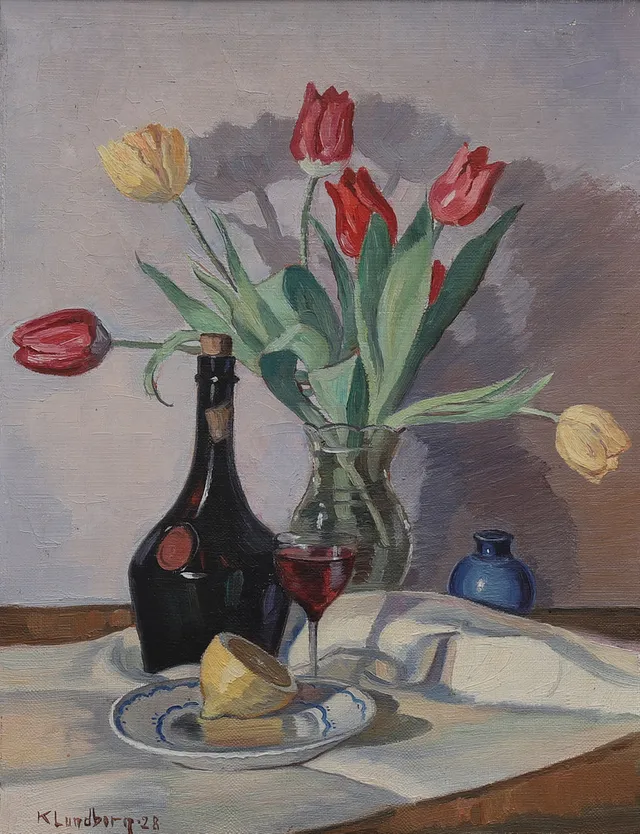 KARL LUNDBORG. Stilleben, olja på duk.