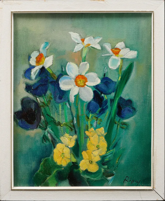 HANS RIPA. Blomsterstilleben, olja på duk, signerad.
