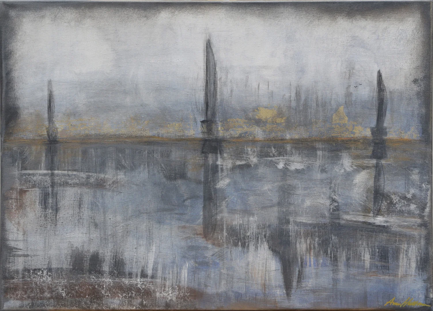 ANNA HULTMAN. OLJA, på duk"Blue Monday" signerad, 2024. — Paintings — Kalmar Auktionsverk