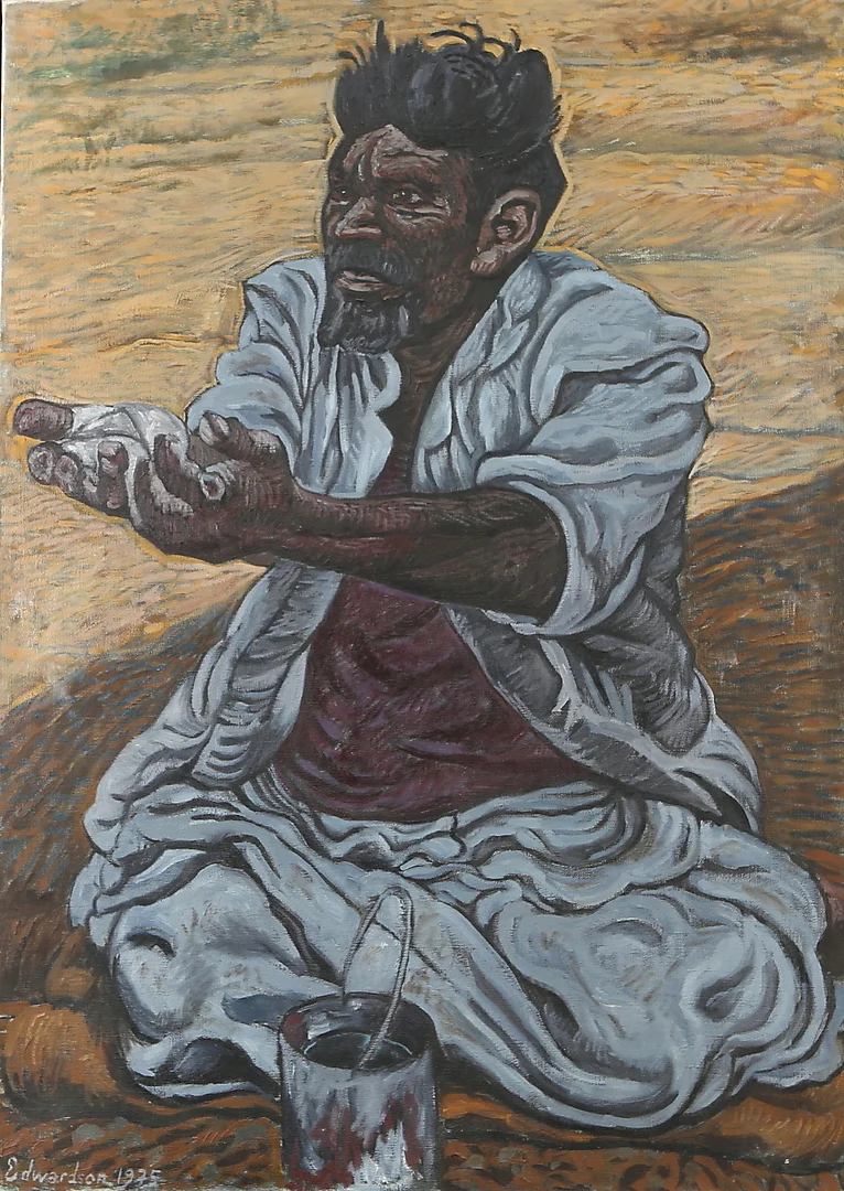CHRISTER EDWARDSON SCHMITERLÖW. Olja på duk, "Spetälsk". Signerad och daterad 1975. — Paintings — Auktionshuset Kolonn