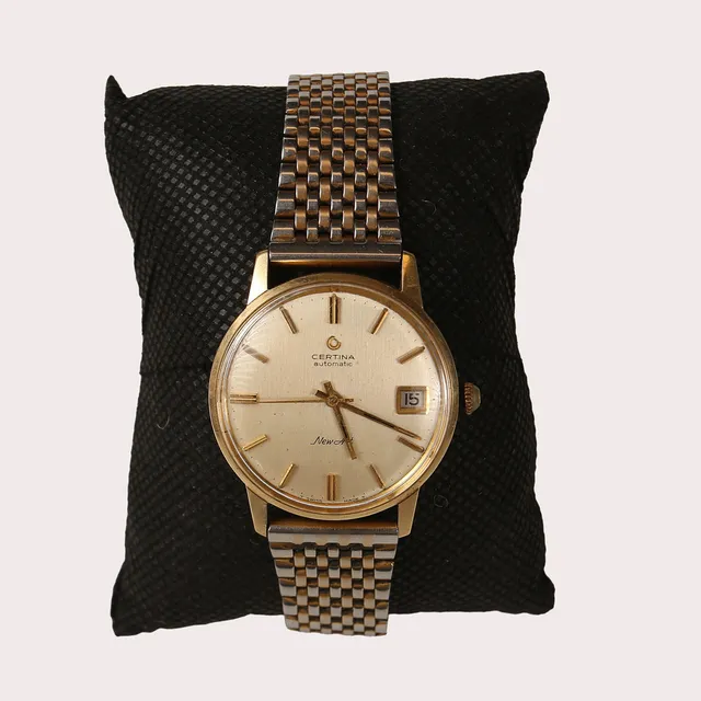 ARMBANDSUR, Certina New Art, 14k guld med stållänk, originalbox, 1970- tal.