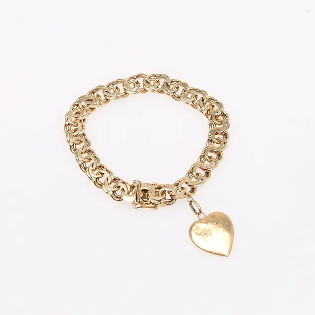 ARMBAND MED BERLOCK, 18k guld, bismarcklänk.