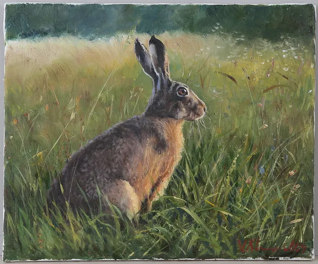 VJETESLAV KLIUCHNIKOV. Hare, olja på duk, signerad.