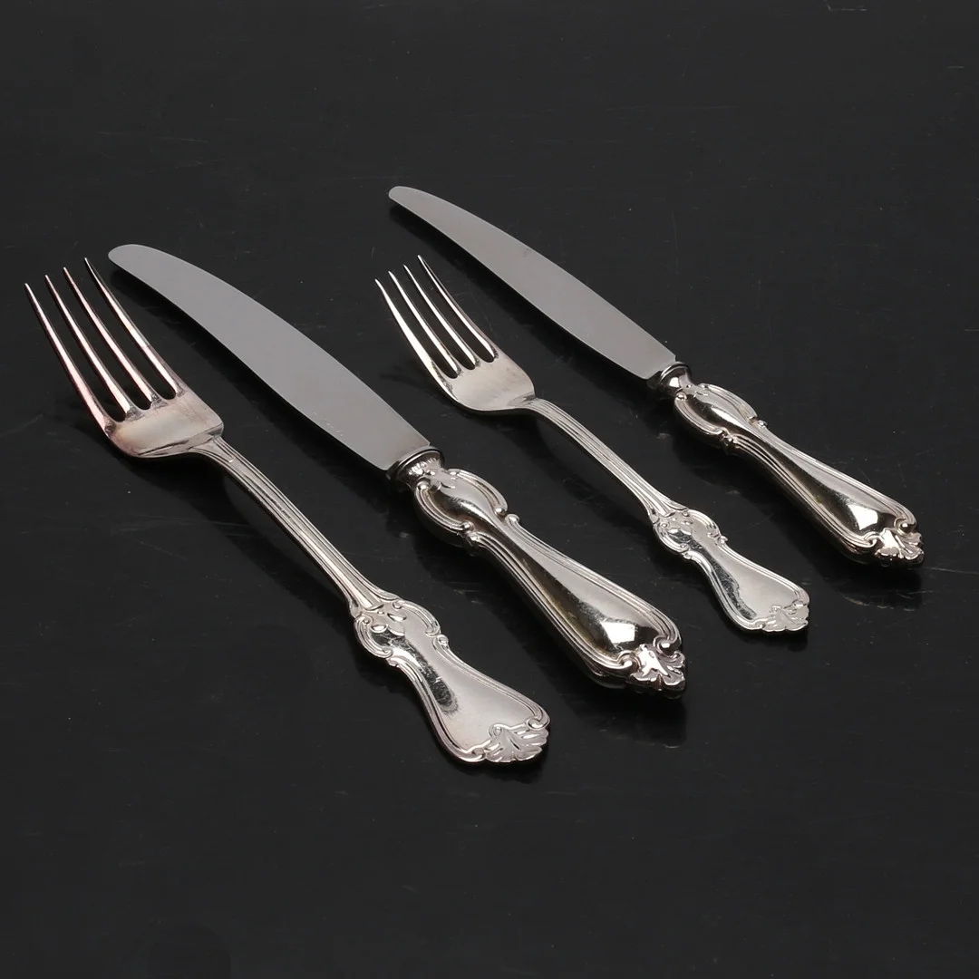 BESTICK, 46 delar, nysilver, modell Olga, GAB. — Silver plated — Gomér & Andersson Linköping
