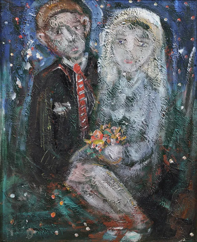 ÅKE WICKSTRÖM. Brudpar. Olja på duk, signerad.