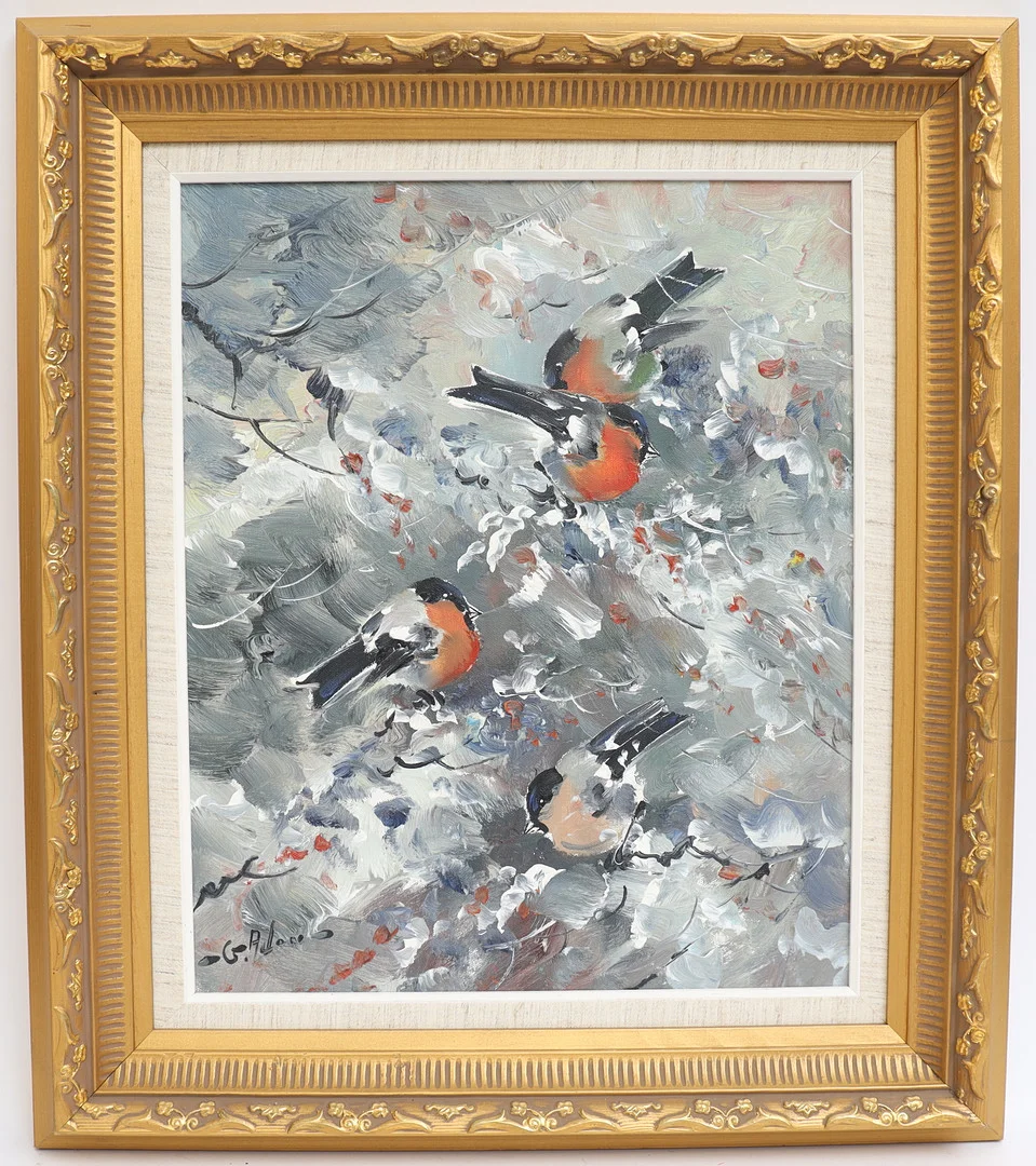 GUSTAV ADON. Motiv med domherrar, oljemålning på duk, signerad. — Paintings — Falun Auktionsbyrå