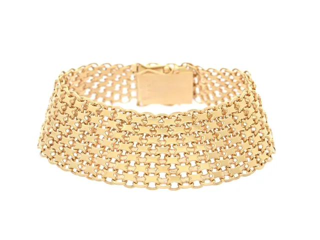 ARMBAND, 18K guld, X-länk, Stockholm 1964, bredd 20 mm, längd 19 cm, vikt 45,4 g.