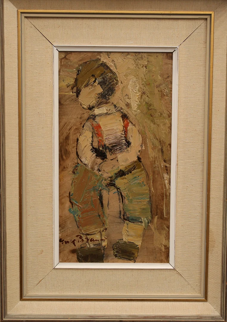 ERIK BRANDT. Olja på pannå, pojke, signerad. — Paintings — Limhamns Auktionsbyrå