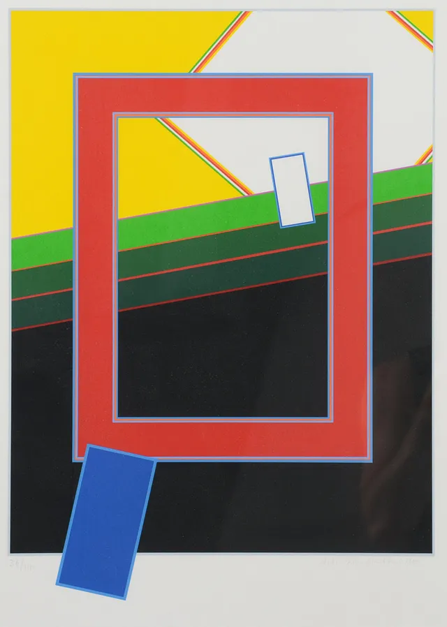 PETER FREUDENTHAL. Geometrisk komposition, färglitografi, signerad, numrerad 36/110, daterad 1992.
