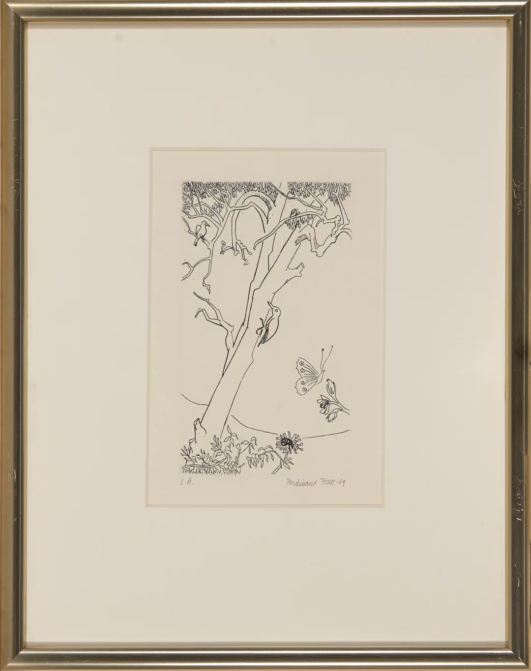 Finne, Ferdinand — Fugler i treet, 1989 — Kunst/Grafikk — Blomqvist