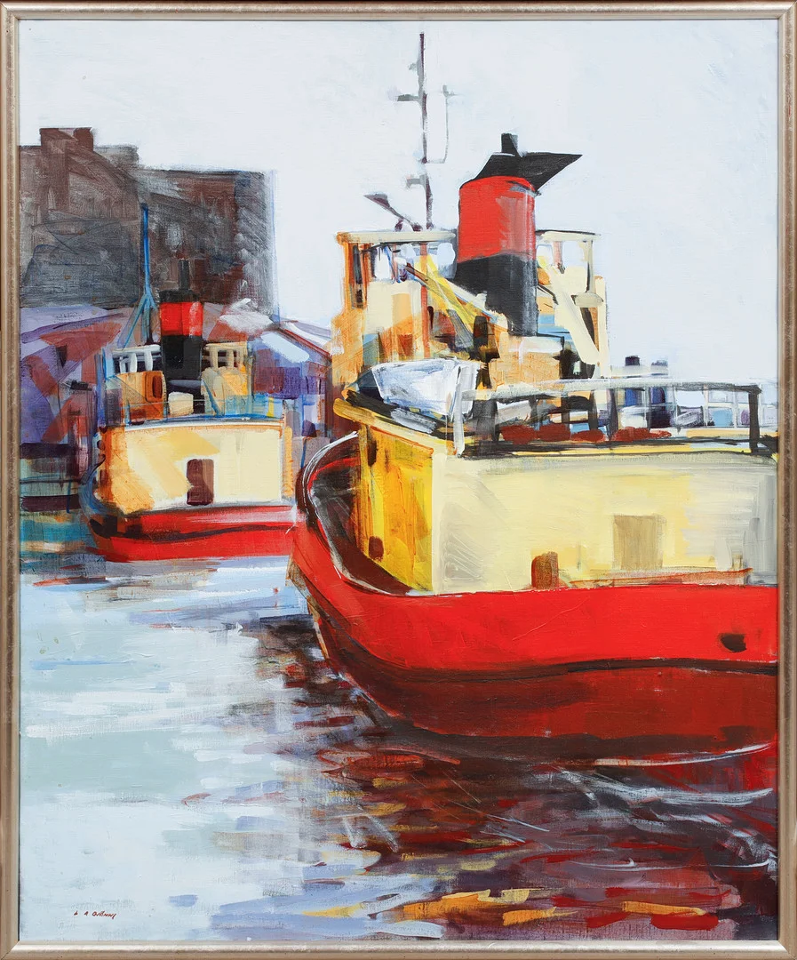 LARS ANDERSSON BJÖNNI. Lotsbåtar, olja på duk, signerad. — Paintings — Göteborgs Auktionsverk